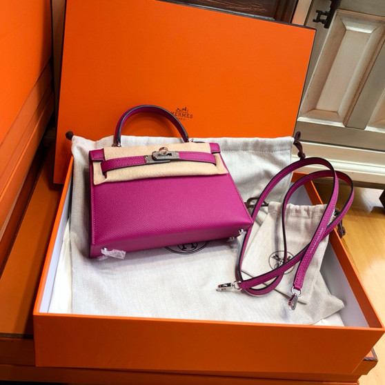 Hermes  L3 Rose Purple Mini Kelly II 20 Epsom  Palladium Hardware