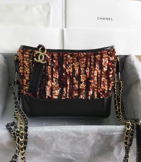Chanel's Gabrielle Small Orange Sequins Hobo Bag A91810
