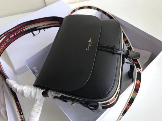 Christian Dior DIORODEO CALFSKIN FLAP BAG Black