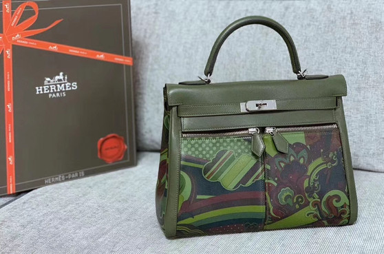 Hermès Kelly Lakis 32 Veau Swift V6 Canopee  Palladium Hardware
