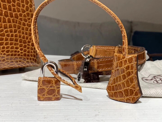 Hermes Fauve Porosus CROCODILE KELLY 28 WITH Palladium  HARDWARE Hermes Fauve Porosus CROCODILE KELLY 28 WITH Palladium  HARDWARE