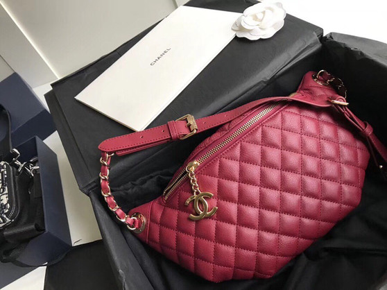 Chanel Matelasse Bum-Bag Waist Porch Red  bag 