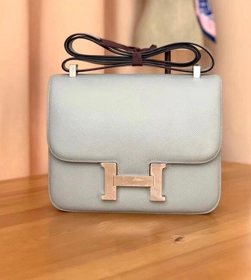  Hermes 4Z Gris Mouette Constance 18 Epsom bag with Palladium Hardwares 
