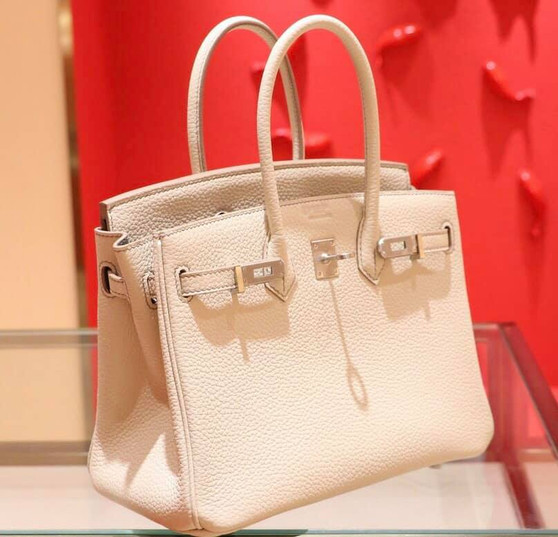 Hermes Special Order Bi-Colour Craie/Blue Lin Birkin 25 cm Palladium Gold  Hardware Hermes Special Order Bi-Colour Craie/Blue Lin Birkin 25 cm Palladium Gold  Hardware