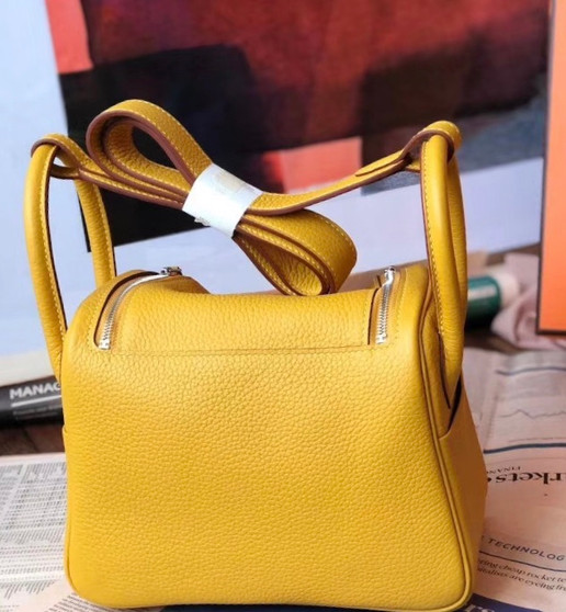 Hermes Mini Lindy 20cm Bag Soleil  Epsom Leather Palladium Hardware