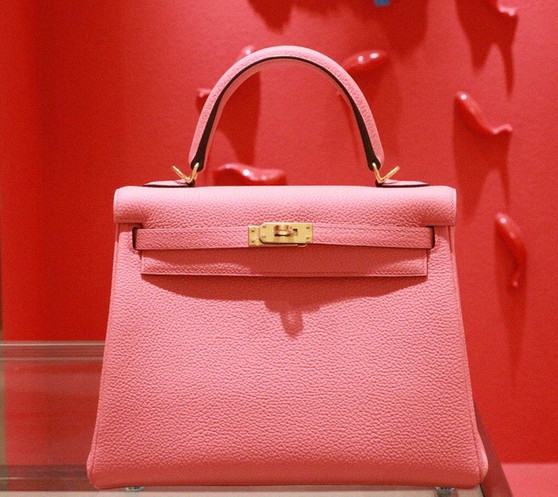 Hermes 8W ROSE AZALEE  Kelly 25 cm Epsom Gold Hardware