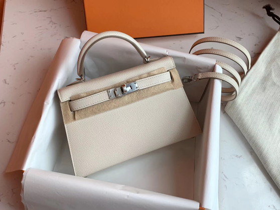 Hermès Craie Kelly Mini II Epsom Palladium Hardware Hermès Craie Kelly Mini II Epsom Palladium Hardware