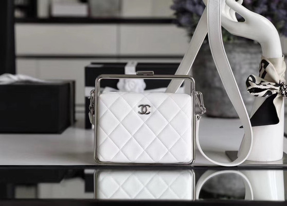 Chanel Lambskin White Clutch