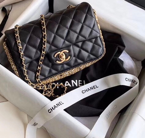 Chanel Limited Edition Flap Bag with Imitation Pearls & Gold Metal