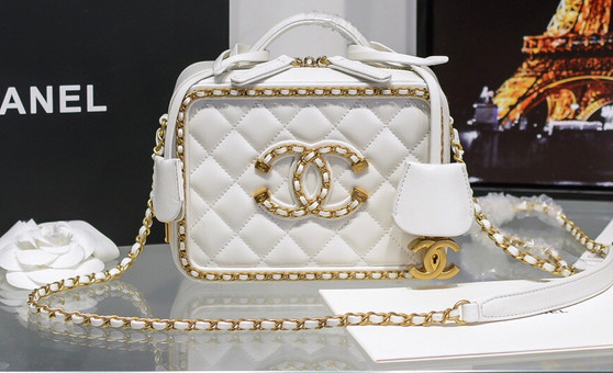  Chanel Small Vanity Case White 