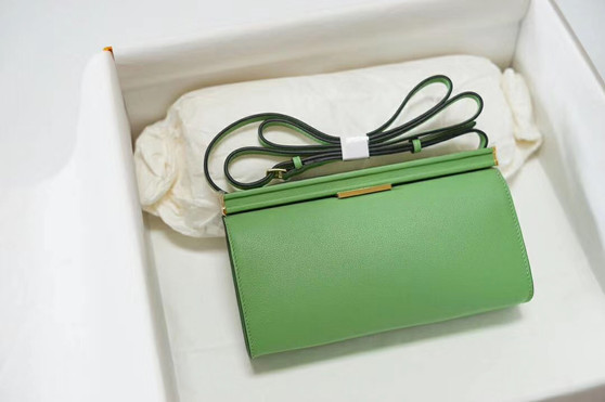 Hermes Clic-H 21 bag 3I Vert Criquet  Evercolor calfskin  with Gold hardwares 