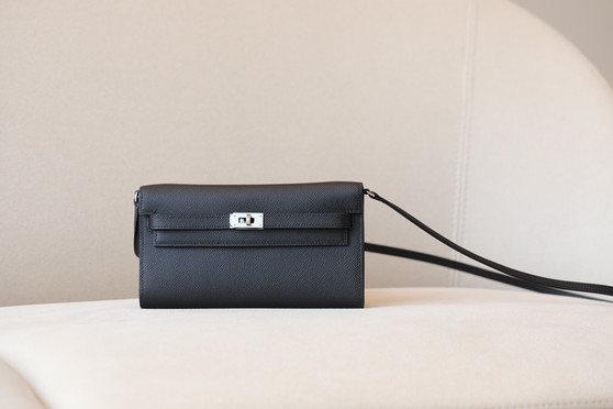  Hermes Kelly Wallet to Go Black EPSOM PHW