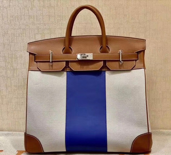 Hermes Birkin 40 HAC Gold Swift Toile De Camp Gold Hardware