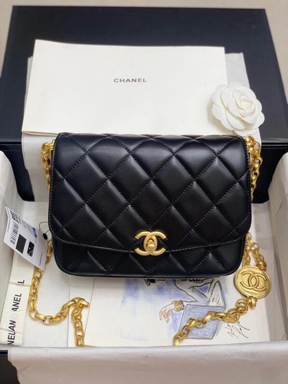Chanel Flap Bag AS2222 with Gold Coin Charms 
