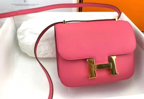 Hermes 8W Rose Azalee Constance Epsom leather 18cm Gold Hardware