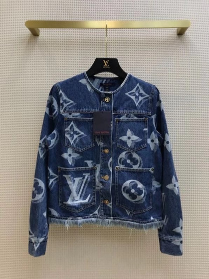 Louis Vuitton 1A8LIN  BLURRY GIANT MONOGRAM COLLARLESS DENIM JACKET  Louis Vuitton 1A8LIN  BLURRY GIANT MONOGRAM COLLARLESS DENIM JACKET
