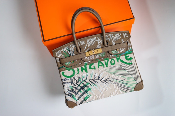  [Online Exclusive] Hermes Singapore Limited Edition Embroidered Birkin 30 Bag Etoupe