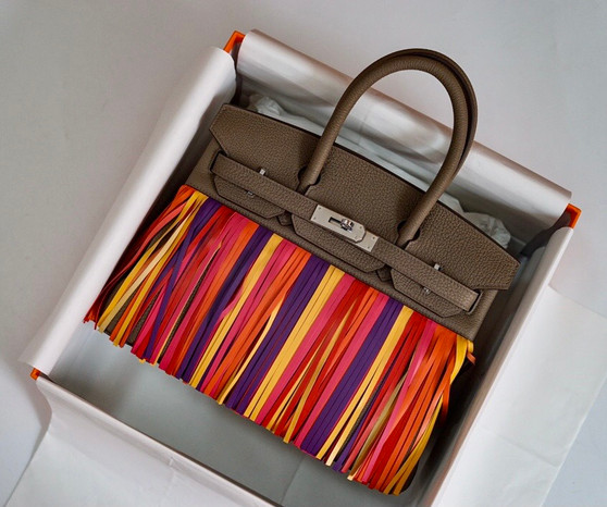 Hermes Birkin 30 Bag HSS Etoupe Multi Colour Fringe Limited Edition Hermes Birkin 30 Bag HSS Etoupe Multi Colour Fringe Limited Edition