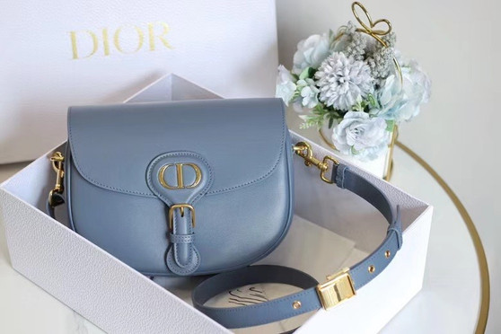Christian Dior MEDIUM DIOR BOBBY BAG Blue Box Calfskin