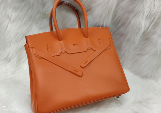 Hermes Shadow Birkin 25 Bag Orange Evercalf Limited Edition Hermes Shadow Birkin 25 Bag Orange Evercalf Limited Edition