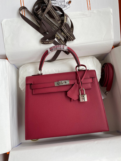 HERMES KELLY 28 SELLIER RUBIS EPSOM PALLADIUM HARDWARE HERMES KELLY 28 SELLIER RUBIS EPSOM PALLADIUM HARDWARE