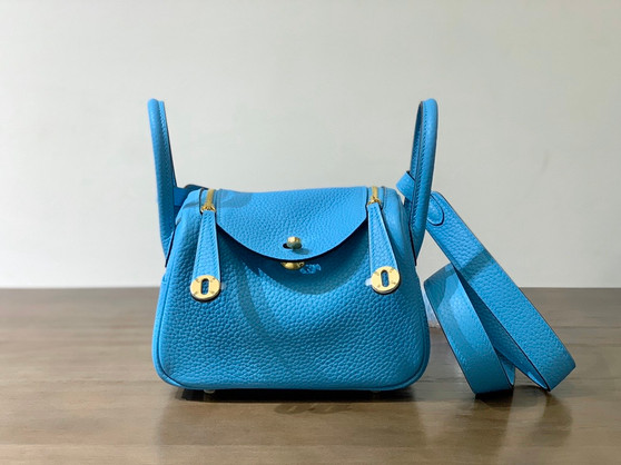 Hermes Mini Lindy 20cm Bag Blue de Nord Togo Gold Hardware 