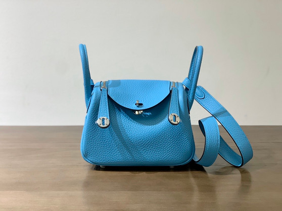 Hermes Mini Lindy 20cm Bag Blue de Nord Togo Palladium Hardware 