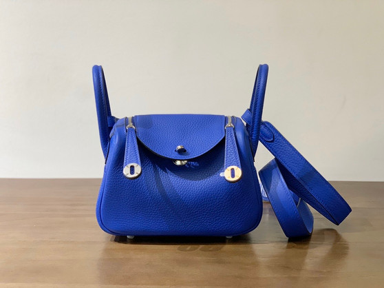 Hermes Mini Lindy 20cm Bag Electric Blue Togo Leather Palladium  Hardware
