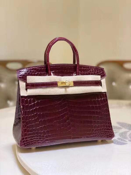 Hermes Bordeaux Birkin 30 in Niloticus Crocodile with Gold hardware Hermes Bordeaux Birkin 30 in Niloticus Crocodile with Gold hardware