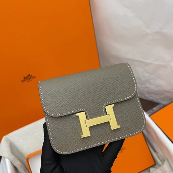 Hermès Constance Slim wallet Etoupe Epsom leather Gold hardware 