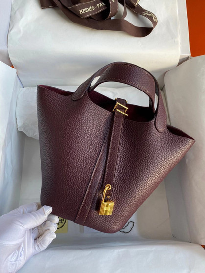 Hermes Rouge Sellier Picotin Lock 18 Togo Leather Bag