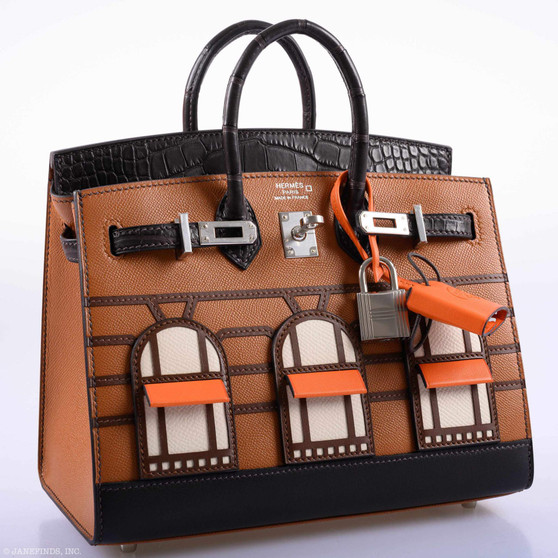 Hermes Limited Edition Birkin 20 Sellier Faubourg Brown Multicolor Madame, Crocodile, Epsom, Sombrero & Swift Palladium Hardware - 2019 Hermes Limited Edition Birkin 20 Sellier Faubourg Brown Multicolor Madame, Crocodile, Epsom, Sombrero & Swift Palladium Hardware - 2019