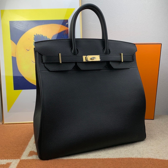 Hermes Birkin 40cm HAC Black Togo Gold Hardware Bag 