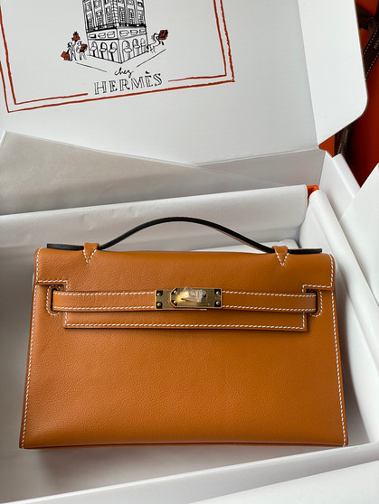 Hermès 1H Toffee  Mini Kelly Swift Gold Hardware