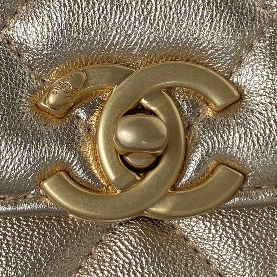 Chanel Diamanté & Gold Metal MINI FLAP BAG 2022 GOLD