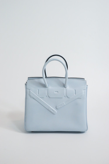  Hermes Mini Shadow Birkin 25 Bag Blue  Zephyr Evercalf Limited Edition