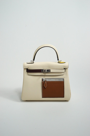 Hermes Colormatic Kelly 25 Craie Swift Calfskin Palladium Hardware