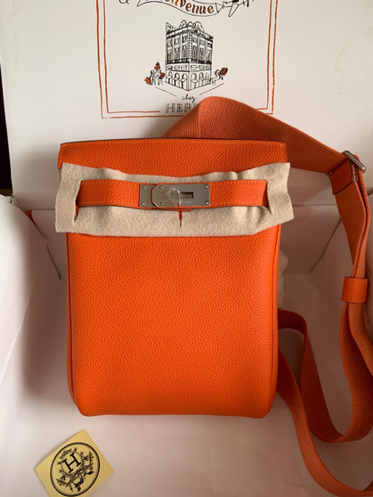  Hermes Kelly HAC A Dos Bag Orange Togo Leather Palladium Hardware 2022