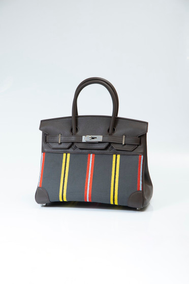 Hermès Birkin 35 Jumping Canvas and Black Box Leather with Palladium Hardware
