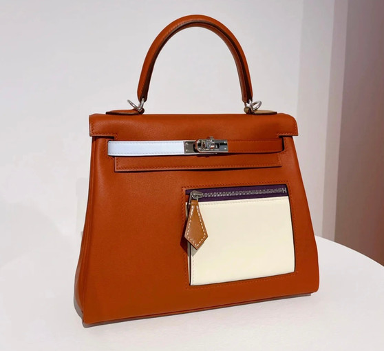 Hermes Colormatic Kelly 25 9J Feu Swift Calfskin Palladium Hardware (Kylie Jenner  Birthday 2022)