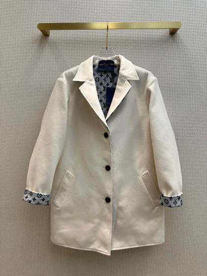  Louis Vuitton 1AAK67 REVERSIBLE MONOGRAM JACQUARD COAT WHITE 