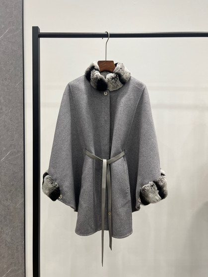 Loro Piana Salzburg Cape Cashmere Cayenne Melange/north Sea