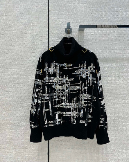 Louis Vuitton 1AAM9H GRAPHIC SEQUIN TURTLENECK SWEATER BLACK