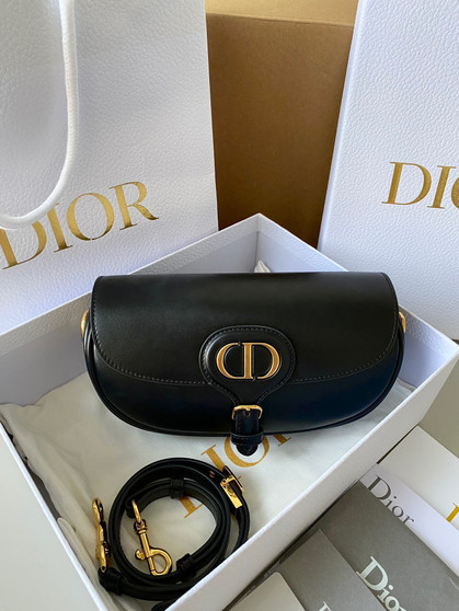 DIOR BOBBY EAST-WEST BAG Black Box Calfskin
