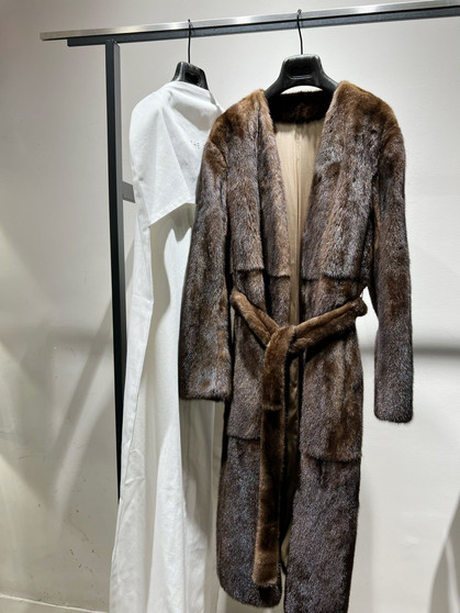 The Row Maxi Tanilo Mink belt coat Neutral