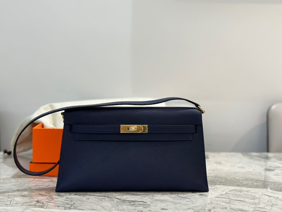 Hermes Kelly Elan Shoulder Strap Bag Blue