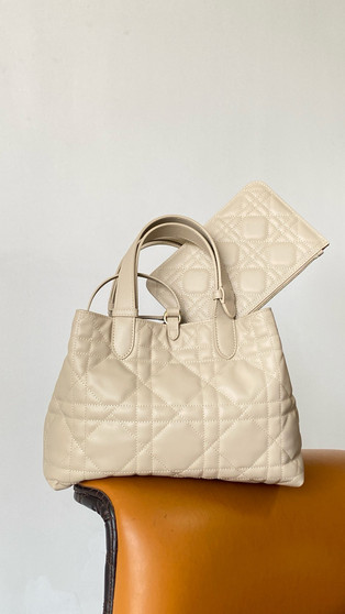 Christian Dior medium DIOR TOUJOURS BAG Beige Macrocannage Calfskin 