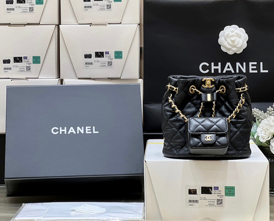  CHANEL Calfskin & Gold-Tone Metal SMALL BACKPACK fw2023