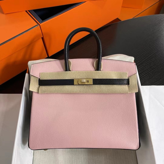 Hermès Special Order Black/Pink Birkin 30 cm Epsom Leather Gold Hardware 