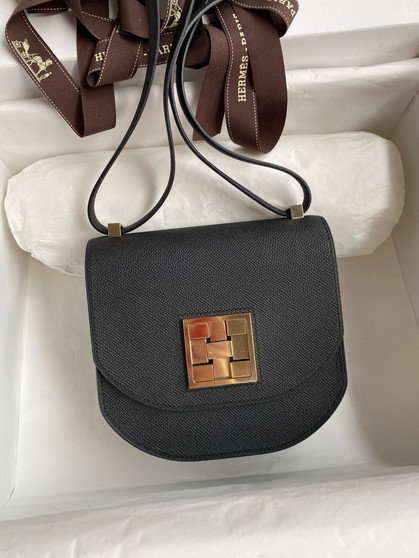 Hermes Black Mosaique au 24 - 17 bag Gold Hardware 